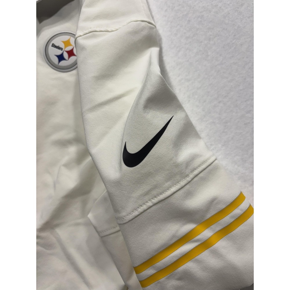 Pittsburgh Steelers Polo Shirt Mens Medium White NFL Football Nike Dri Fit - Picture 5 of 16